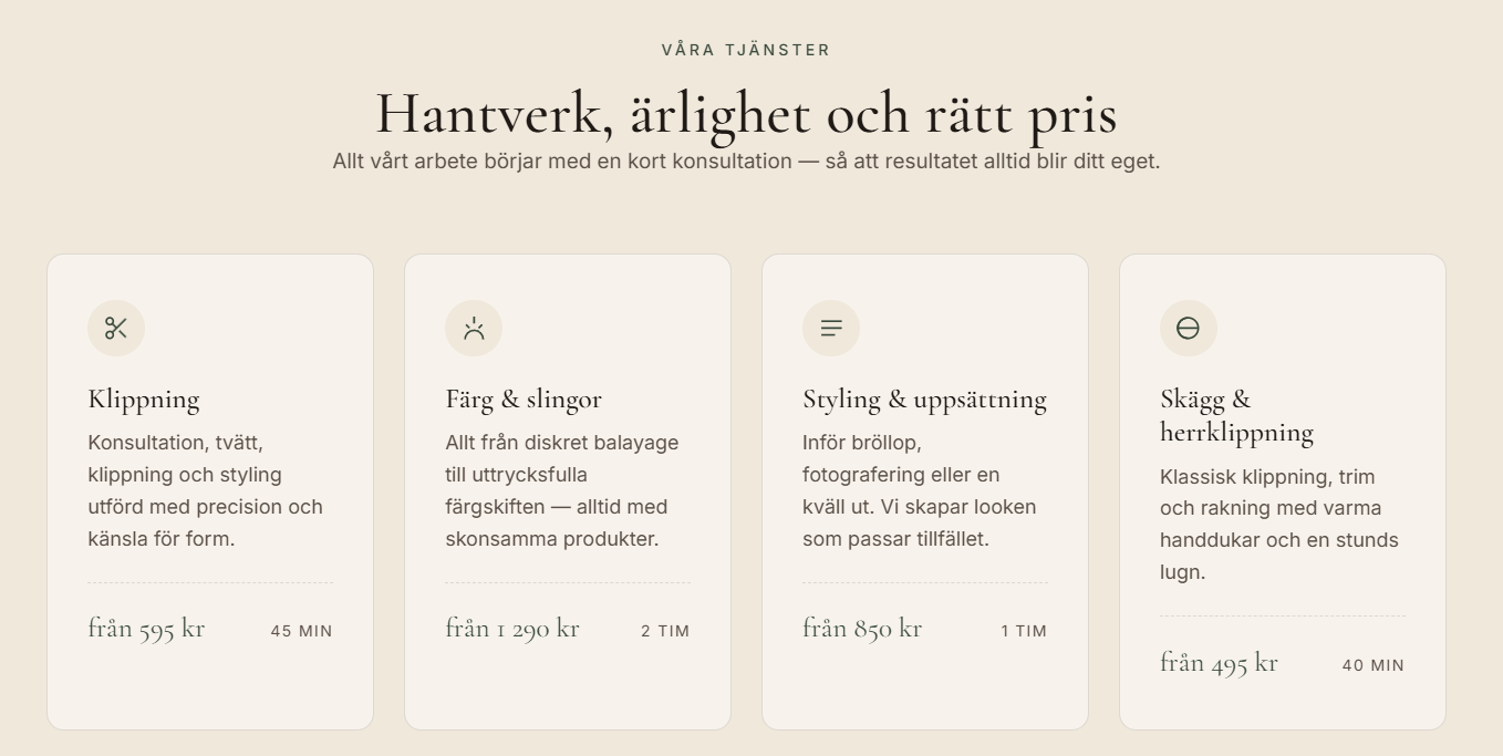 Salong Norrsken – skärmbild 2