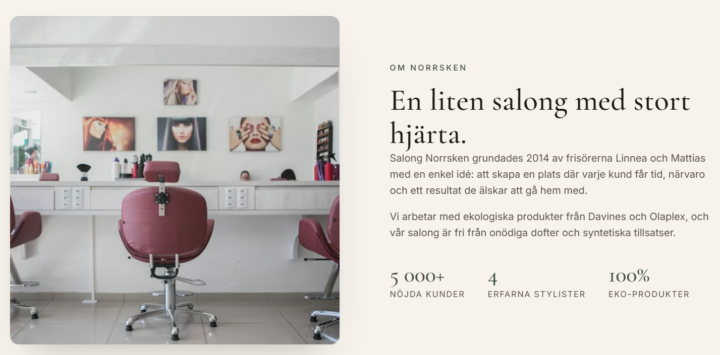Salong Norrsken – skärmbild 3